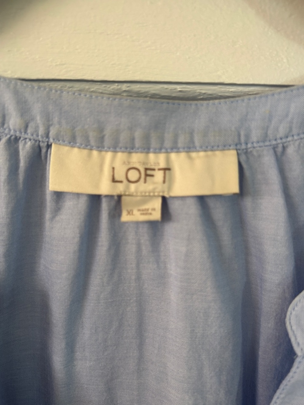 LOFT Sky Blue Ruffle-Front Long Sleeve Blouse - Picture 2 of 5